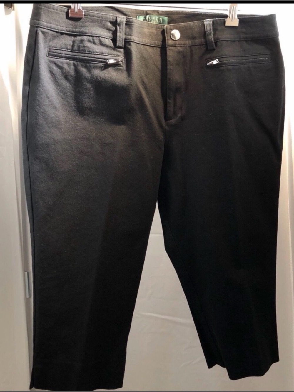 Lauren Ralph Lauren Black Pants Crop Length Size 12P 12 Petite Cotton Stretch